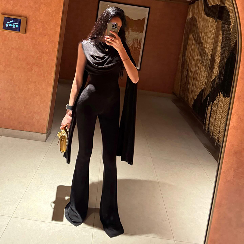 Women'S Formal Wear For Wedding Guest - Black Women Jumpsuit Sexy Sleeveless With