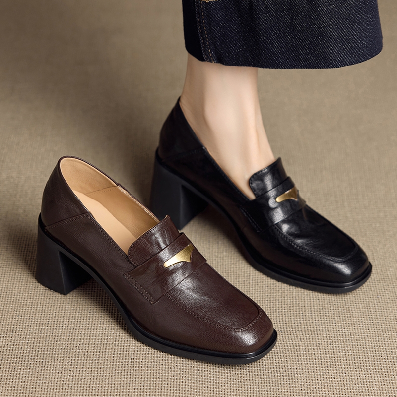 Women Formal Wear For Office - AIYUQI Women's Loafers Thick-soled Retro slip-on