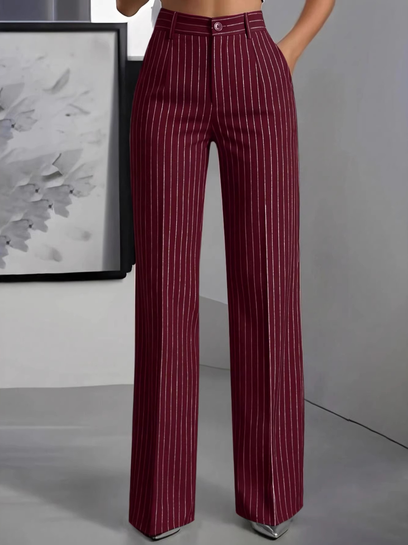 Women'S Formal Wear Suits - Elegant High Waist Straight Leg Suit