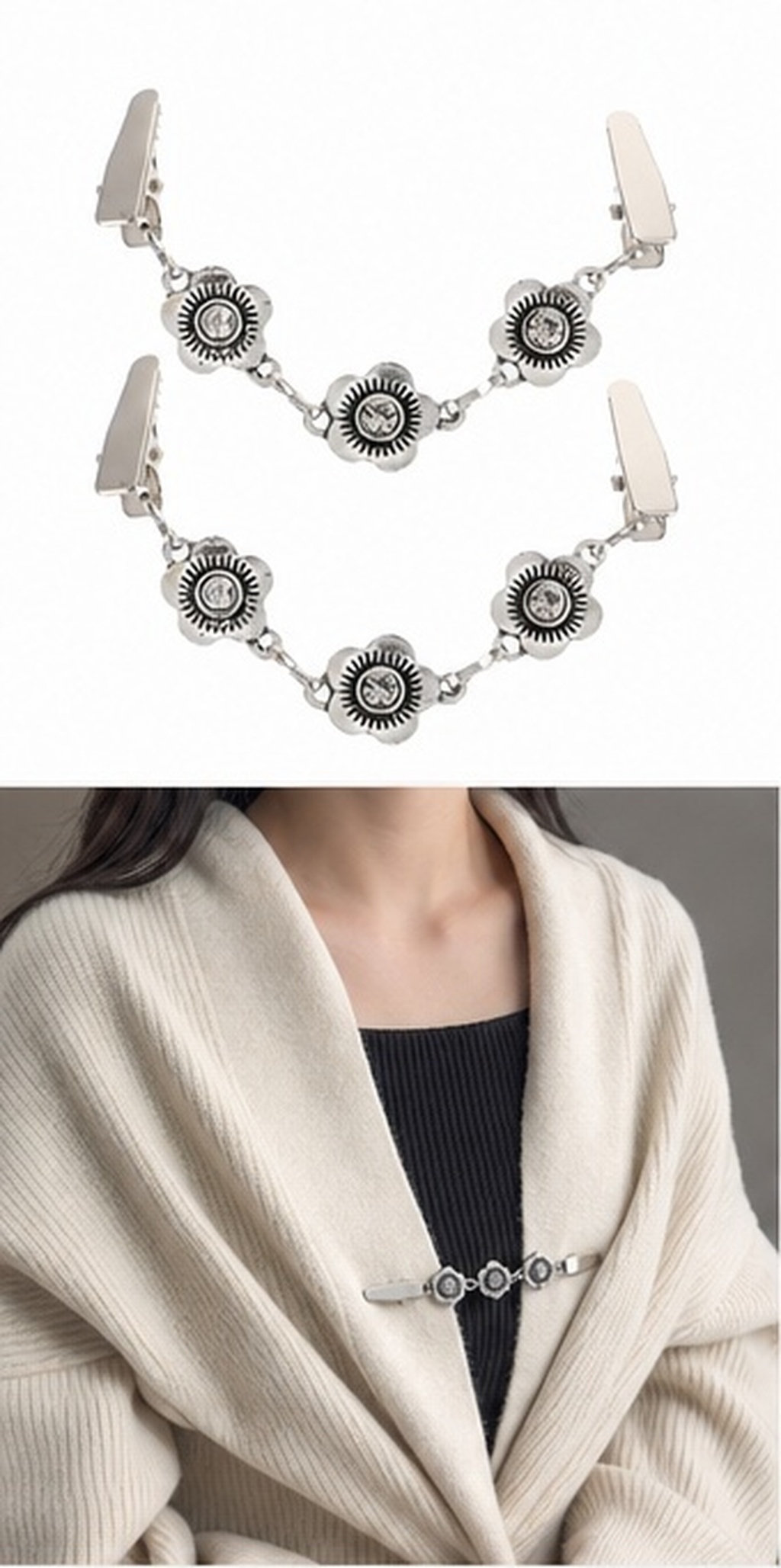 Women Formal Wear Outfits - 2Pcs Premium Zinc Alloy Flower Sweater