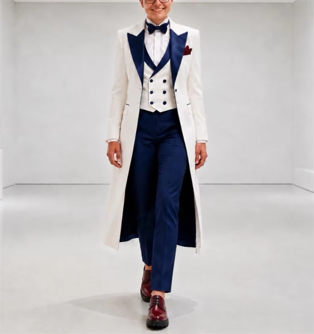 Women'S Formal Wear Suits - Navy Blue White Women's Jacket Suits