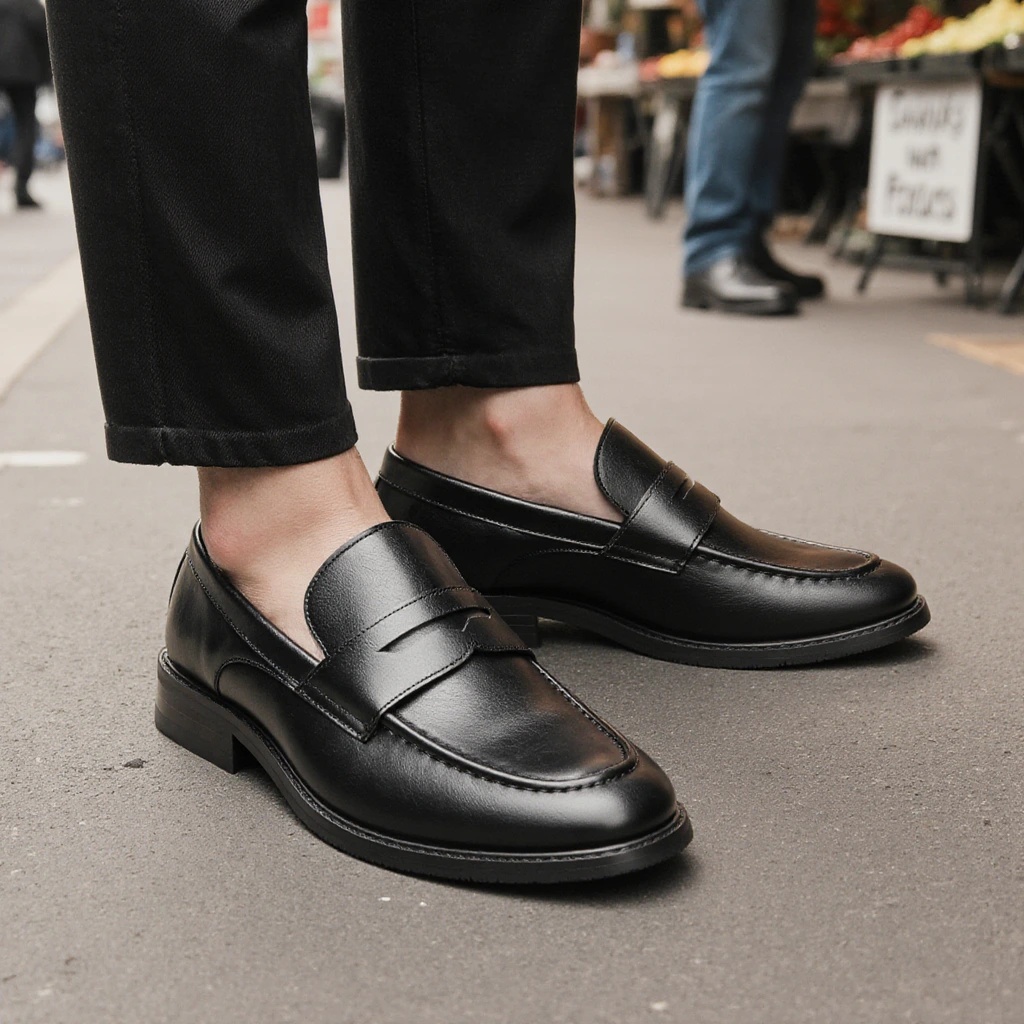 Men's Black Penny Loafers Clas - Women Formal Wear For Summer 评论和价格