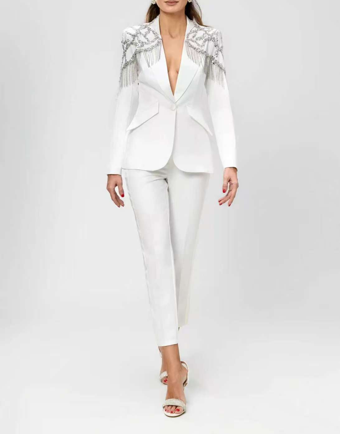 Crystals Beading Women Suit Se - Women'S Formal Wear For Wedding Guest 评论和价格