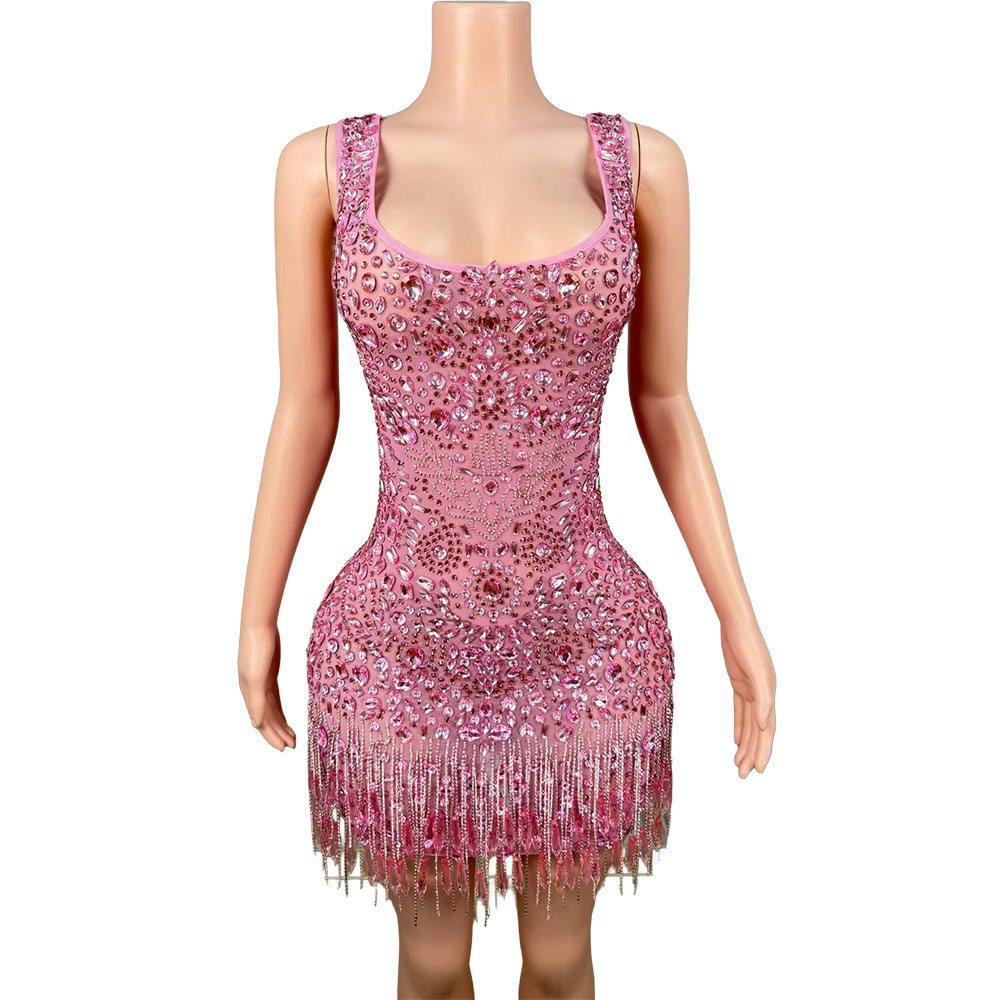 Luxury Sparkly Pink Rhinestone - Women Formal Wear Photoshoot 评论和价格