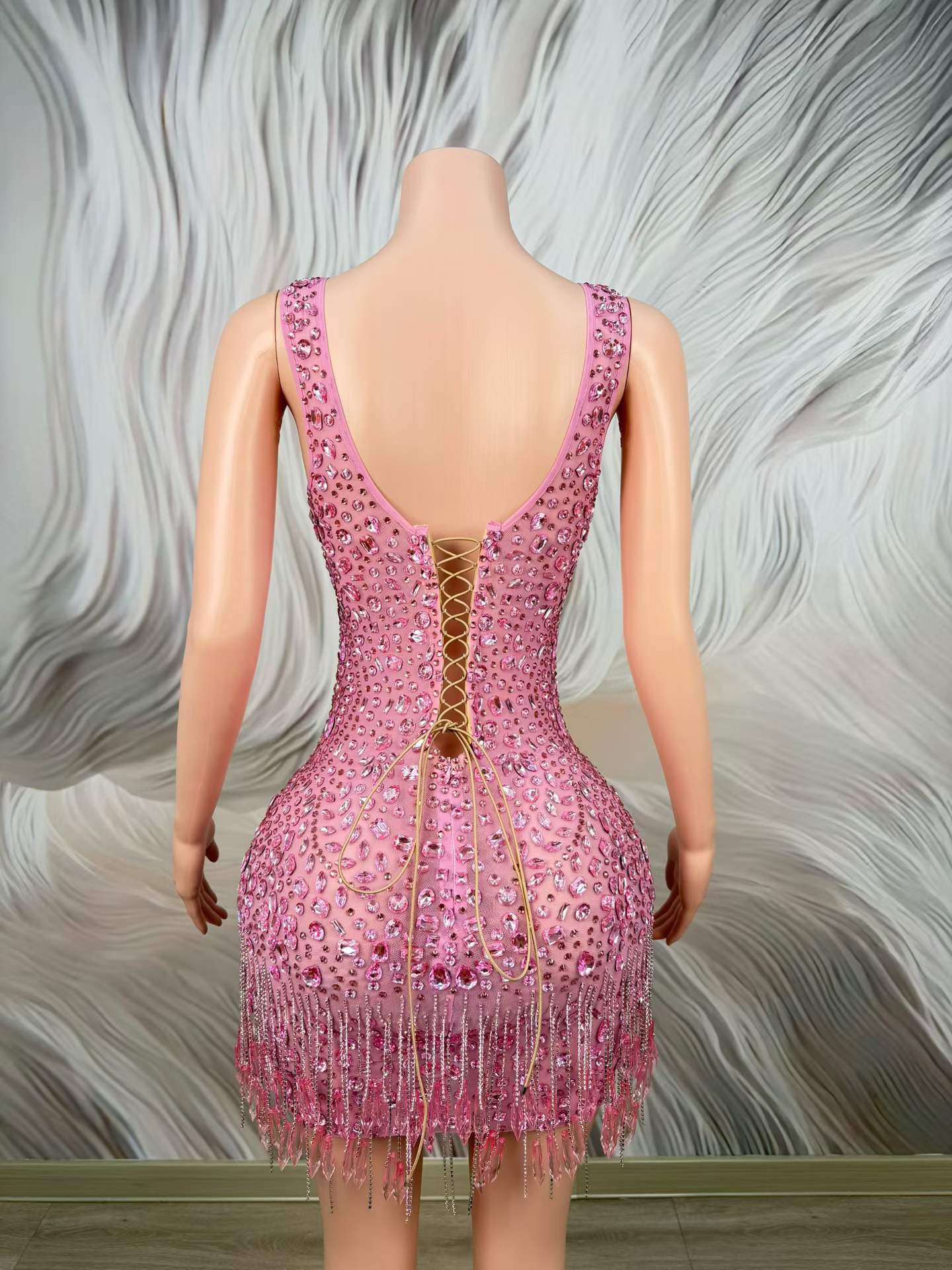 Luxury Sparkly Pink Rhinestone - Women Formal Wear Photoshoot 评论和价格