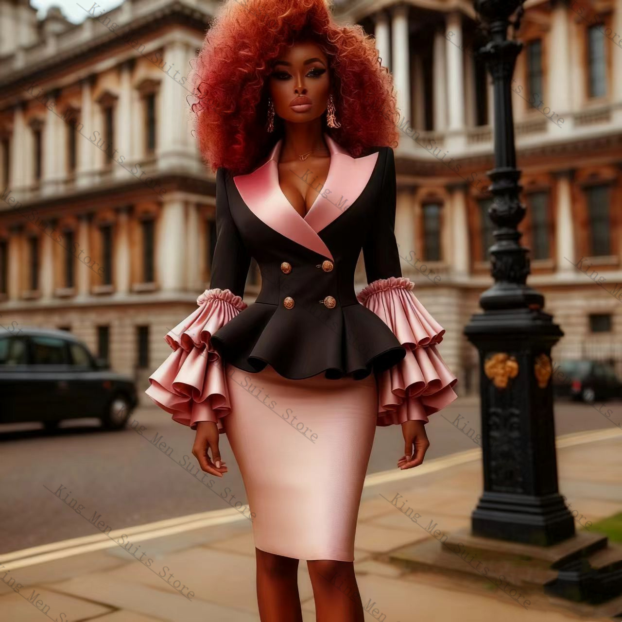 Black Pink Women Suit Set 2 Pc - Women'S Formal Wear For Wedding Guest 评论和价格
