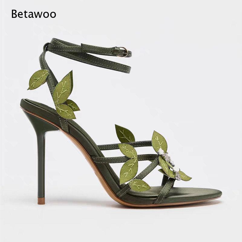 Dark Green Satin 3D Leaf Rhine - Women Formal Wear For Wedding 评论和价格