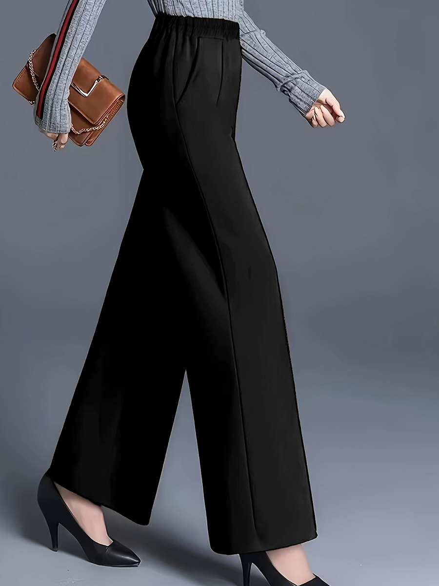 Women High Waist Wide Leg Pant - Women Formal Wear For Plus Size 评论和价格