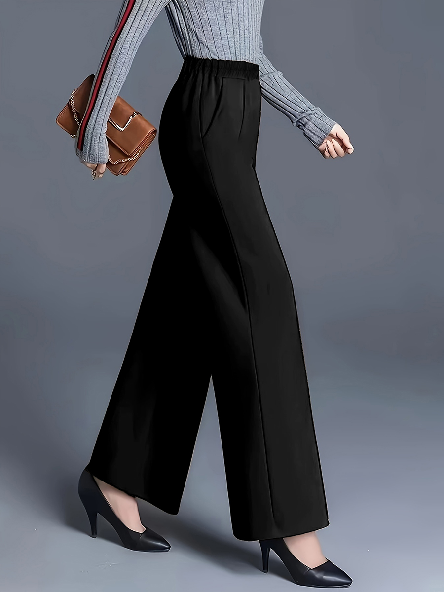 Women High Waist Wide Leg Pant - Women Formal Wear For Plus Size 评论和价格