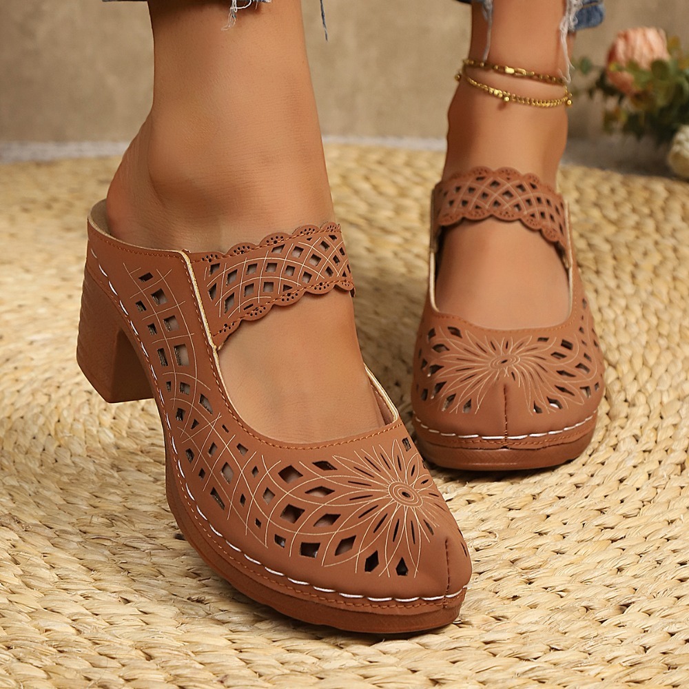 Women Hollow Cutout Mules Chun - Women Formal Wear For Office 评论和价格
