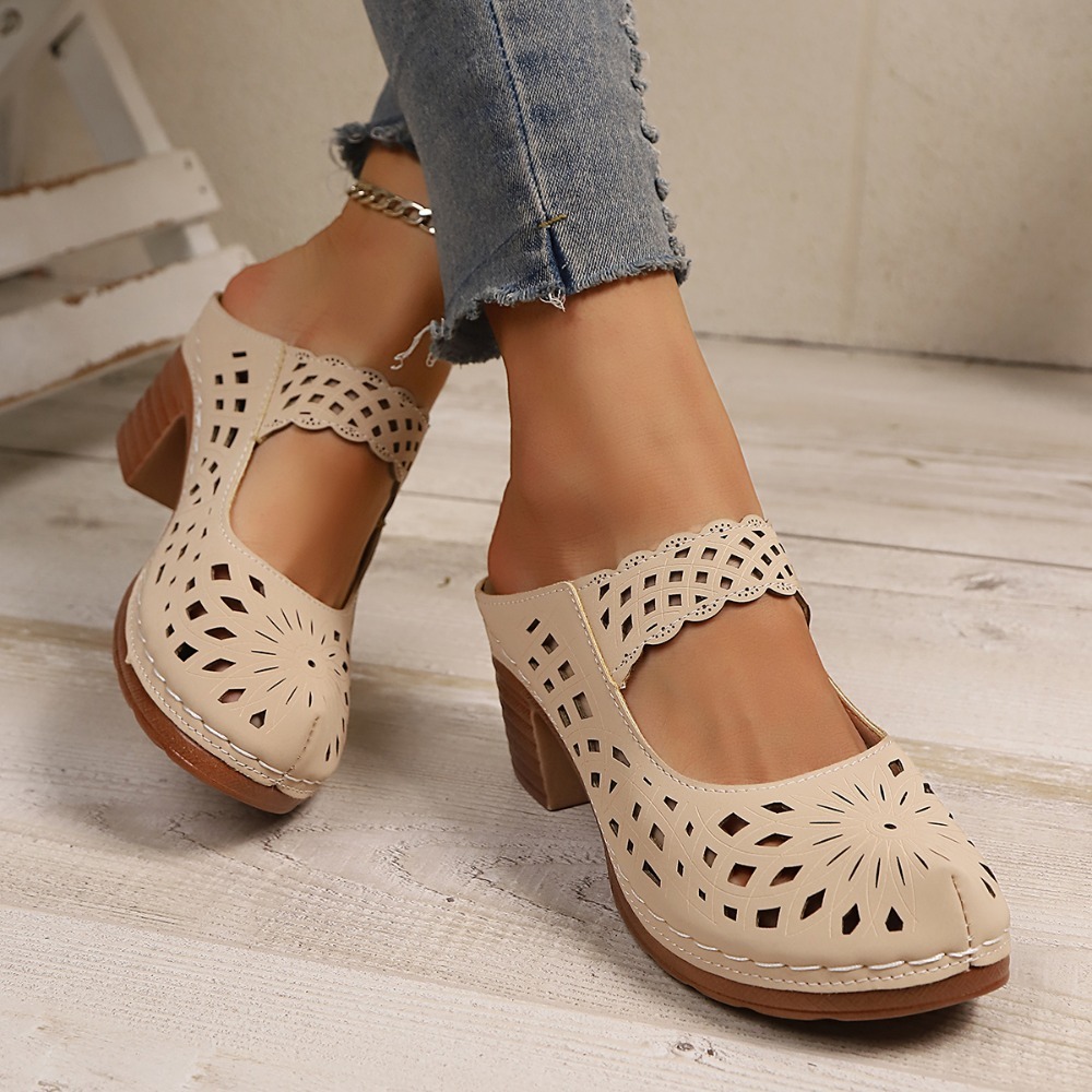 Women Hollow Cutout Mules Chun - Women Formal Wear For Office 评论和价格