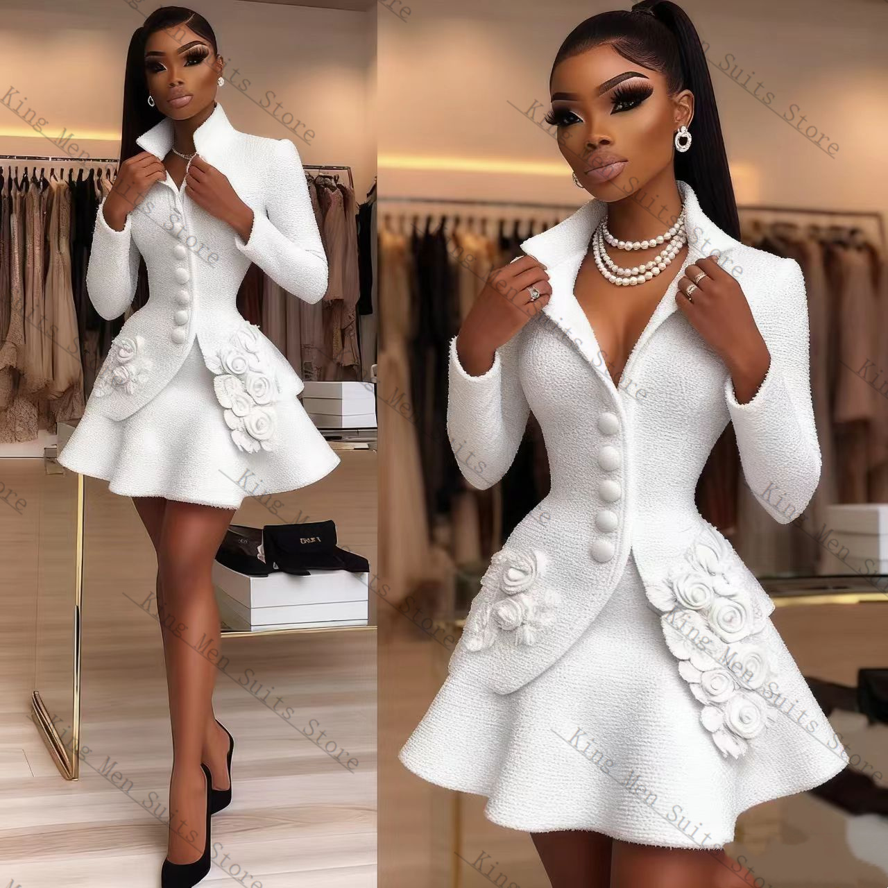 Luxury White Women Suit Set 2  - Women'S Formal Wear For Wedding Guest 评论和价格