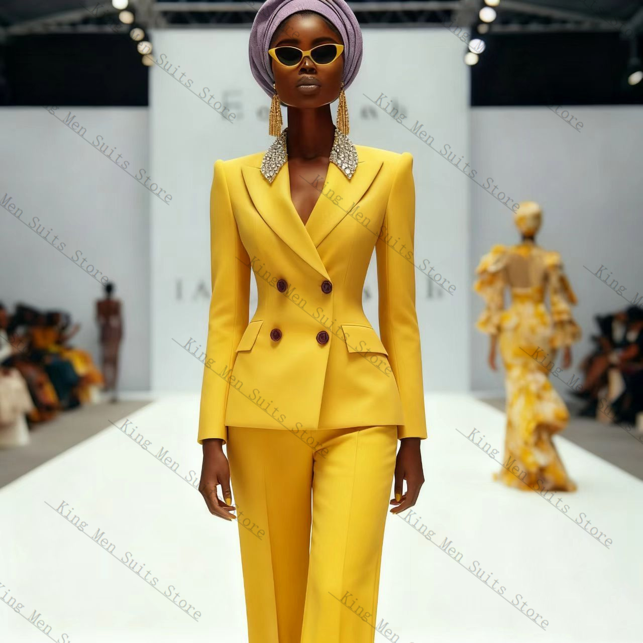 Luxury Crystals Women Suit Set - Women'S Formal Wear For Wedding Guest 评论和价格