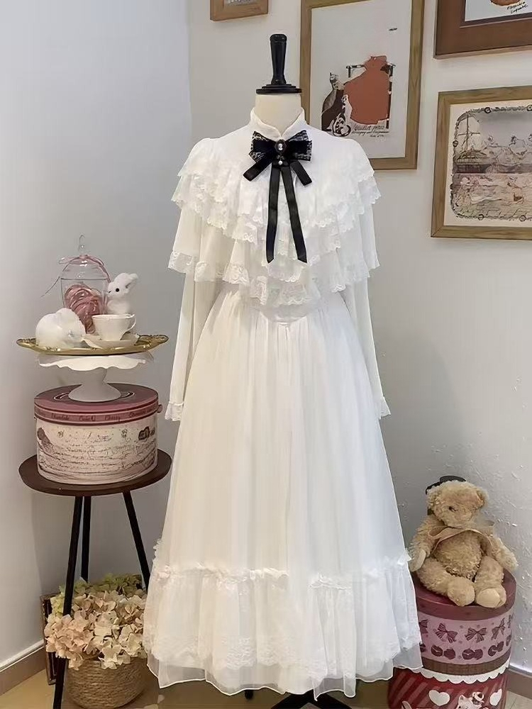 Japanese Short Sleeve Bow Lace - Women Formal Wear Outfits 评论和价格