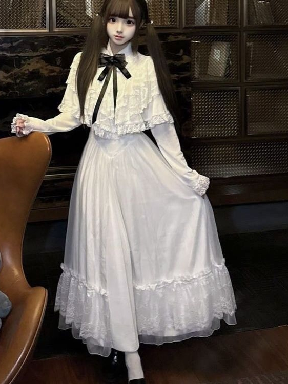 Japanese Short Sleeve Bow Lace - Women Formal Wear Outfits 评论和价格