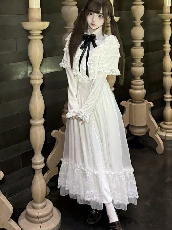 Japanese Short Sleeve Bow Lace - Women Formal Wear Outfits 评论和价格