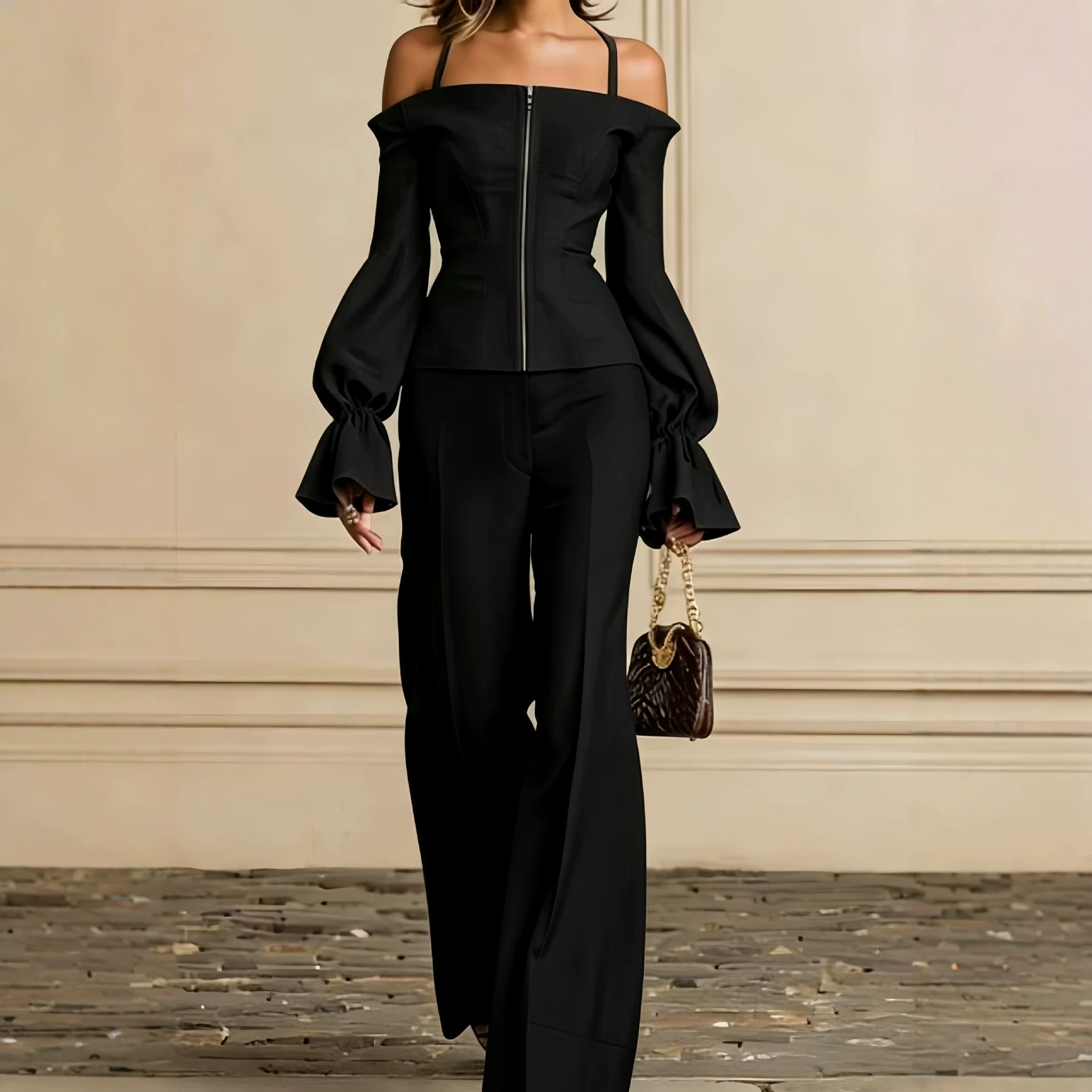 2 Piece Pants Set Women Solid  - Women'S Formal Wear Suits 评论和价格