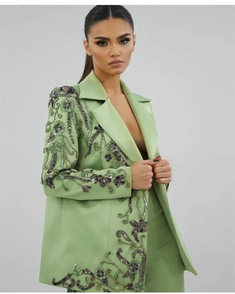 Designer Green Satin Women Sui - Women Formal Wear Designers 评论和价格