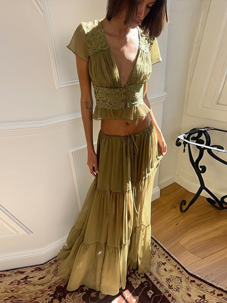 Elegant Lace Patchwork Women's - Women Formal Wear For Summer 评论和价格