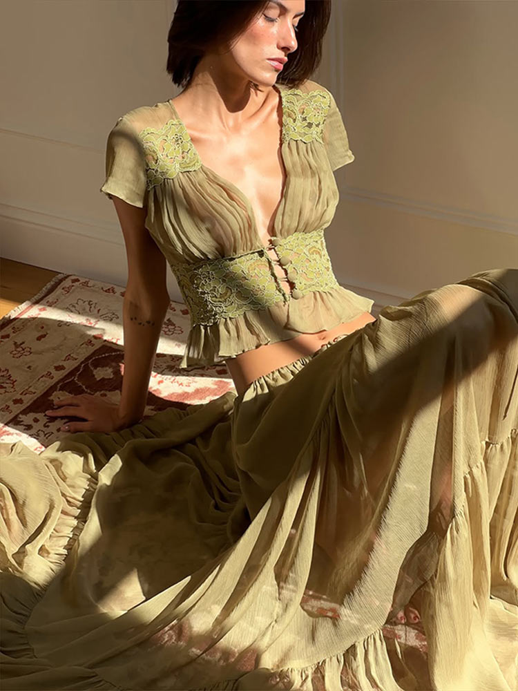 Elegant Lace Patchwork Women's - Women Formal Wear For Summer 评论和价格