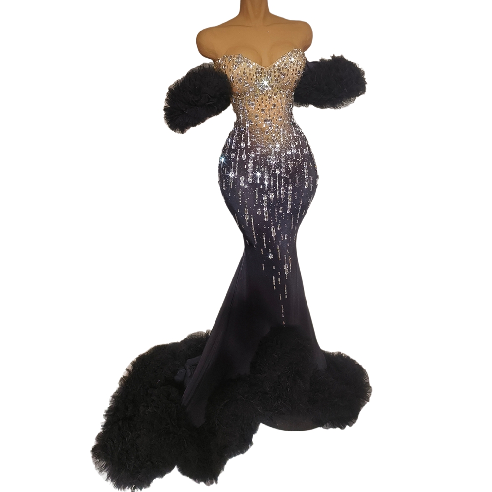 Sparkly Rhinestones Tube Floor - Women Formal Wear Photoshoot 评论和价格